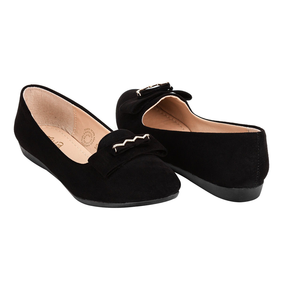 Zapato Flat Balerina Formal Dama Stampa 02726 24.5 Negro