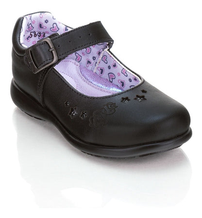 Zapato Escolar Niña Negro Hebilla Bambino 02906