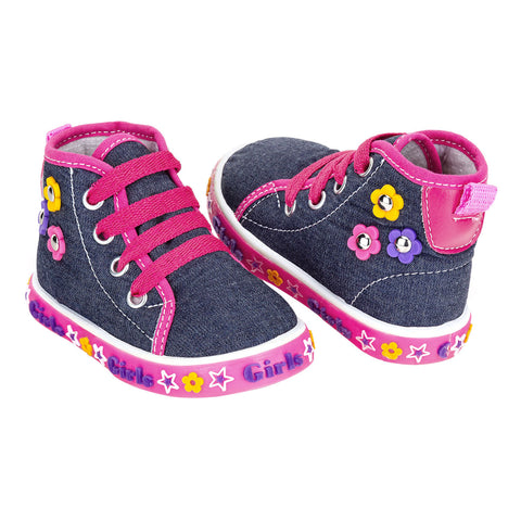 Tenis Moda Flores Mezclilla Niña Gonaykids 02190