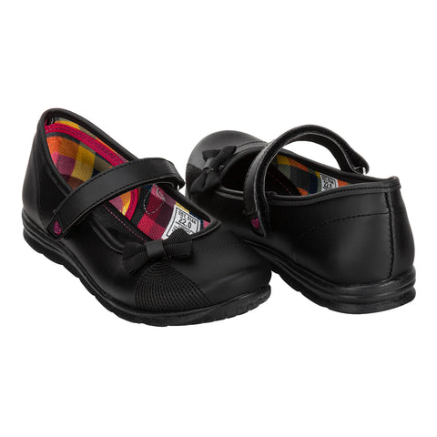 Zapato Escolar Moño Negro Velcro Niña Nick&wick 03005